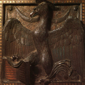 Donatello, pannello bronzeo con l’aquila simbolo di san Giovanni Evangelista, altare della Basilica del Santo, Padova