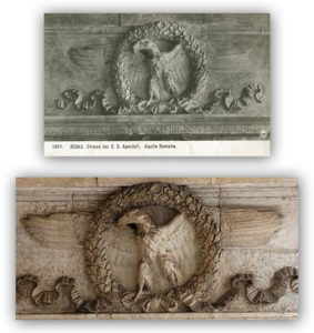 La medesima aquila imperiale romana in un paio di vecchie foto.