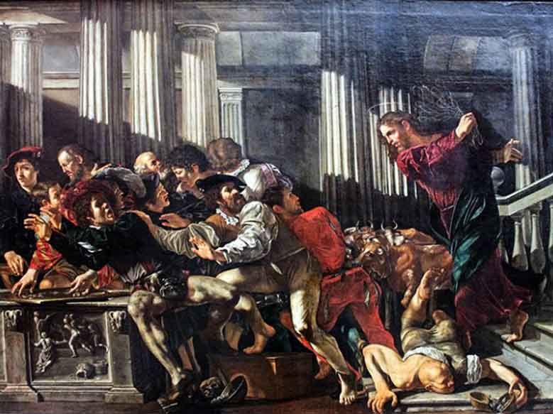 Gesù--mercanti-dal-tempio,-Caravaggio-1610